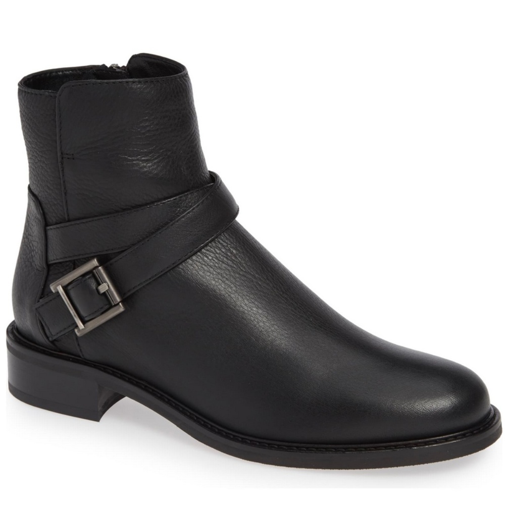 Aquatalia black leather weatherproof bootie